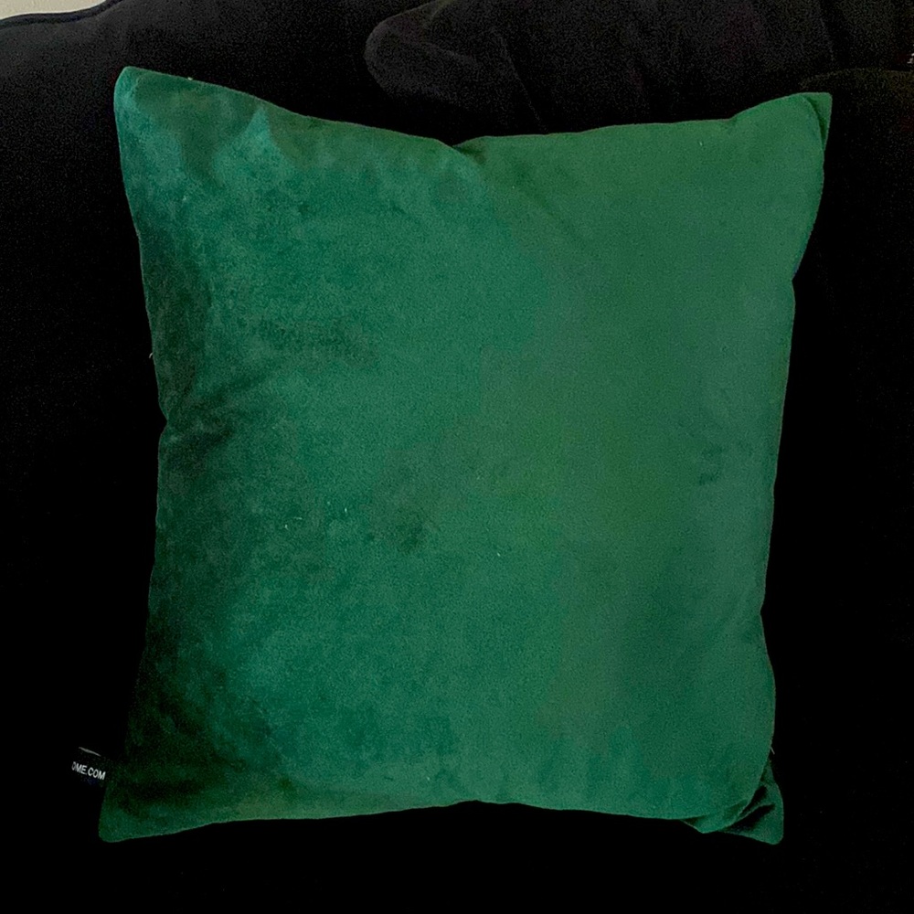 Emerald green velvet down pillow removable cover